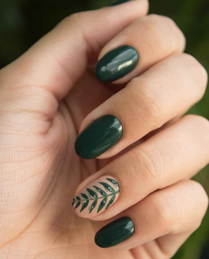 green manicure art close up photo
