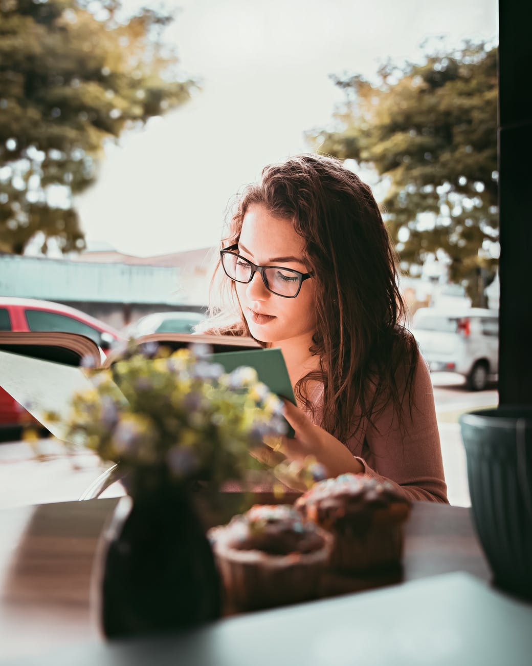 woman reading a book
