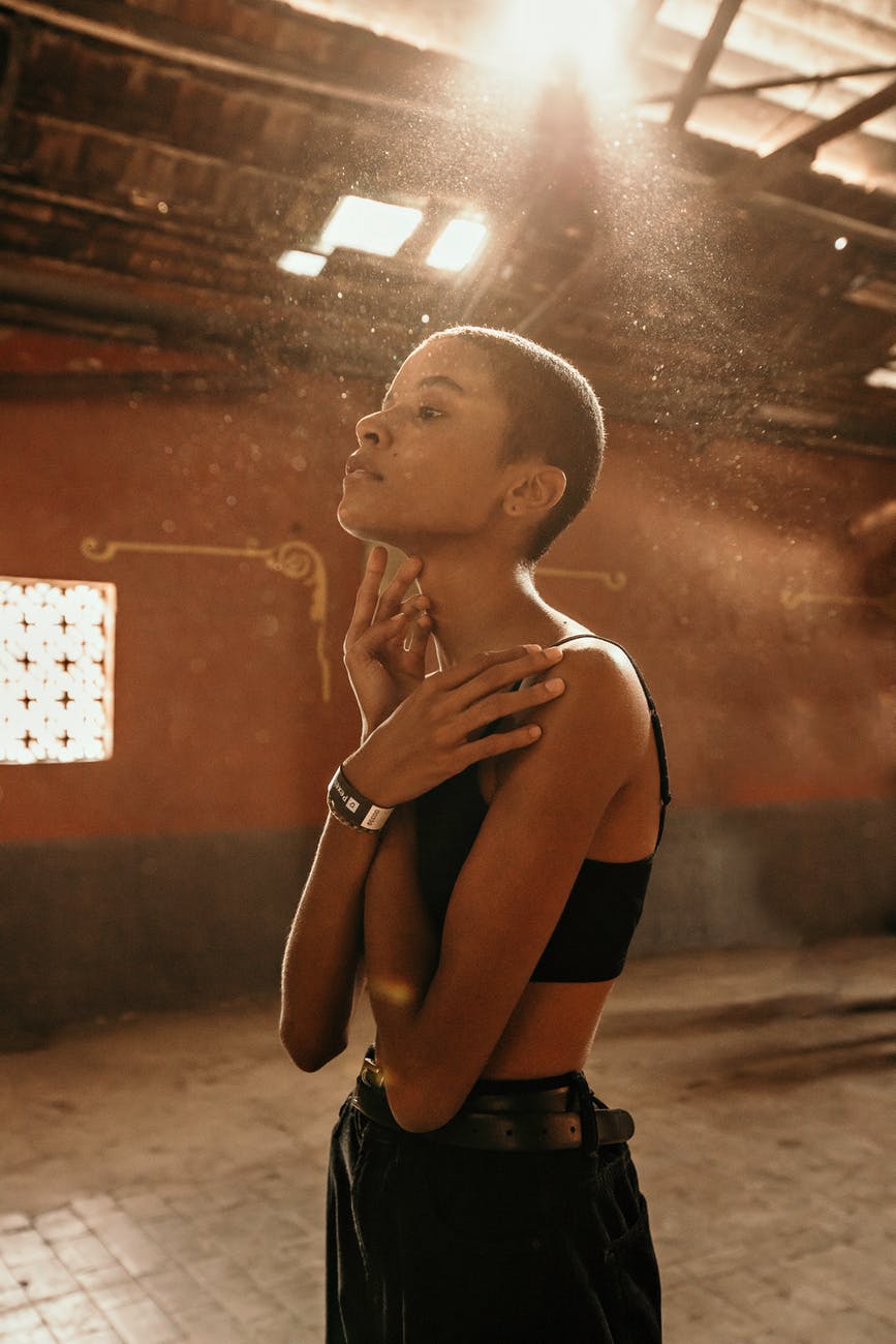 woman in black sexy top